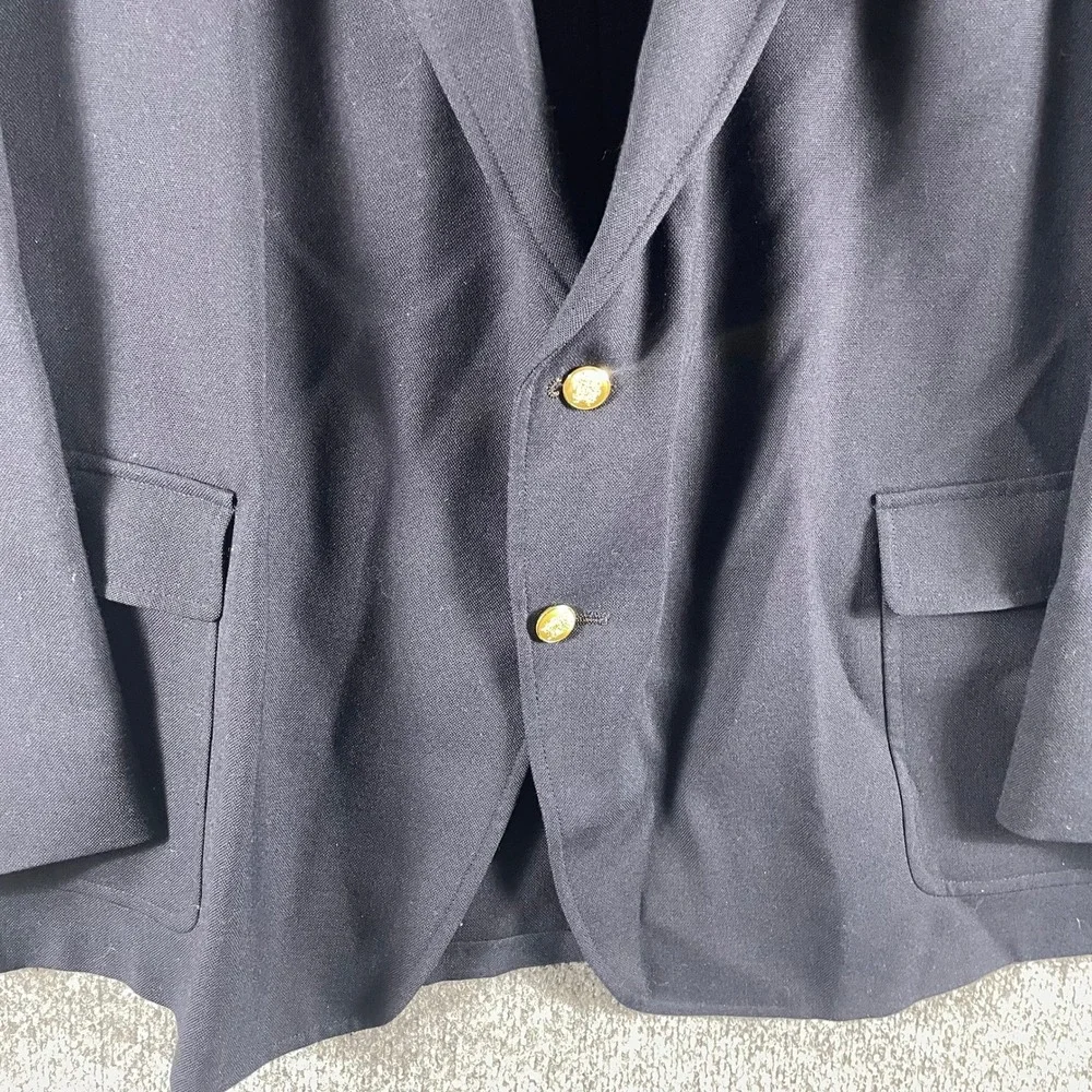 John Weitz Blazer Mens 52 L Blue Gold Crest Button Sport Coat Wedding Formal